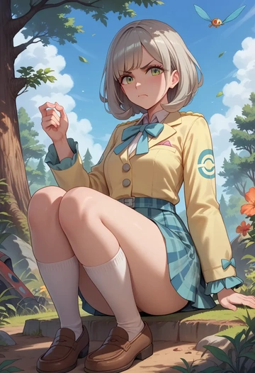 pokemon,selene_(pokemon),spring,student uniform,blazer  - AI generated anime art