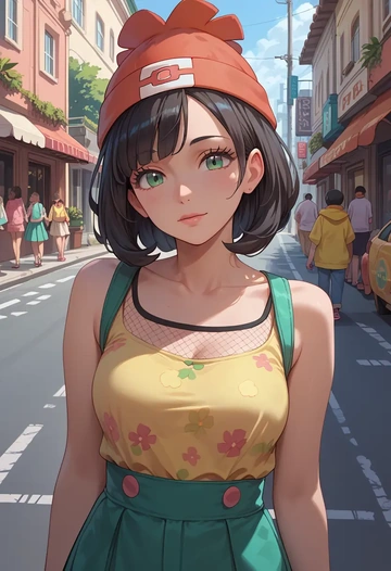 pokemon,selene_(pokemon),sleeveless top,bike shorts  - AI generated anime art