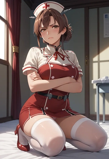 kantai_collection,sendai_(kancolle),nurse,stockings,sexy,panties  - AI generated anime art