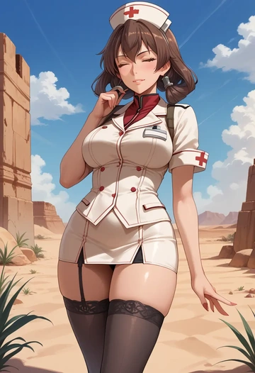 kantai_collection,sendai_(kancolle),nurse pantyhose,mini skirt, sexy  - AI generated anime art