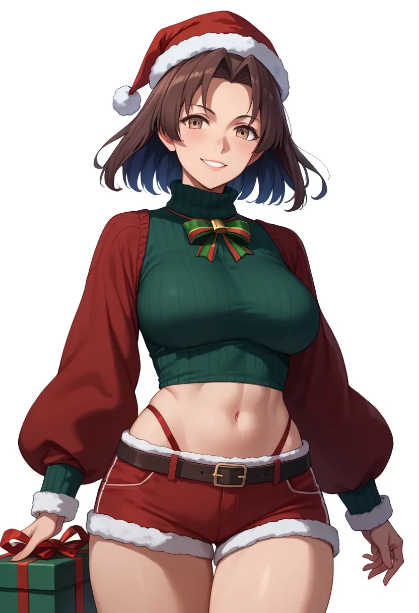 kantai_collection,sendai_(kancolle),Christmas,red velvet shorts,turtleneck sweater  - 