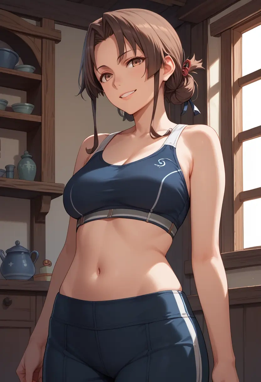 kantai_collection,sendai_(kancolle),sports bra,wide-leg joggers  - 