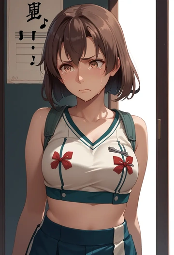 kantai_collection,sendai_(kancolle),crop top,athletic shorts  - AI generated anime art