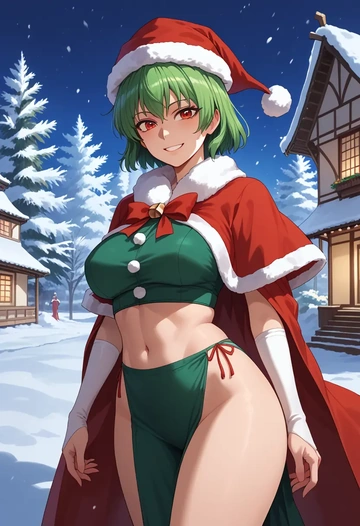 touhou,sendai_hakurei_no_miko,Christmas,dress  - AI generated anime art