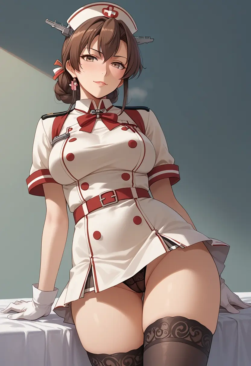 kantai_collection,sendai_kai_ni_(kancolle),nurse pantyhose,mini skirt, sexy  - 