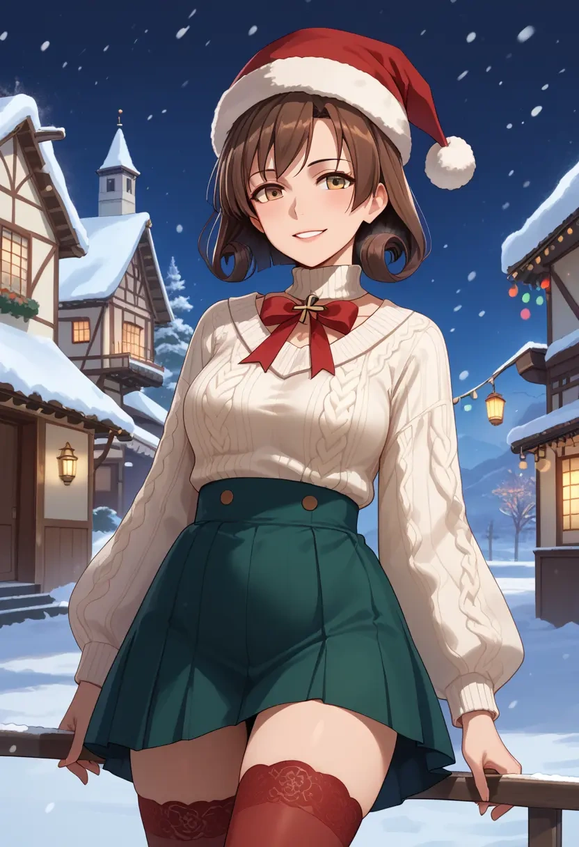 kantai_collection,sendai_kai_ni_(kancolle),Christmas,sweater dress,stockings  - 