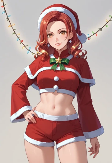 monogatari_(series),sengoku_nadeko,Christmas,red velvet shorts  - AI generated anime art