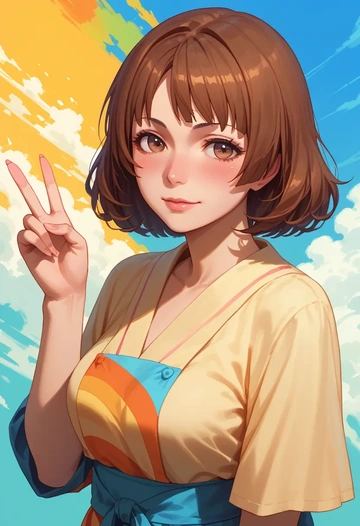 monogatari_(series),sengoku_nadeko,abstract art blouse,dolphin shorts  - AI generated anime art