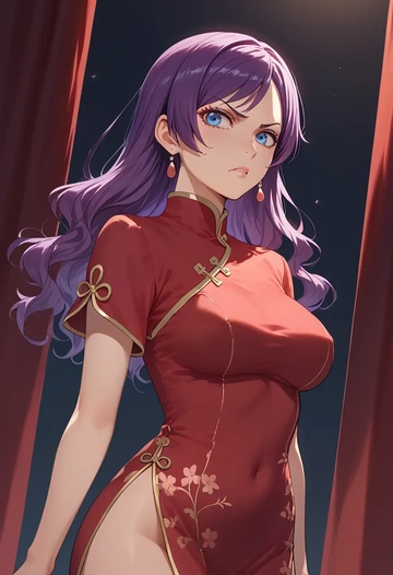 monogatari_(series),senjougahara_hitagi,qipao  - AI generated anime art