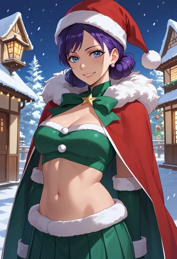 monogatari_(series),senjougahara_hitagi,Christmas,dress  - AI generated anime art