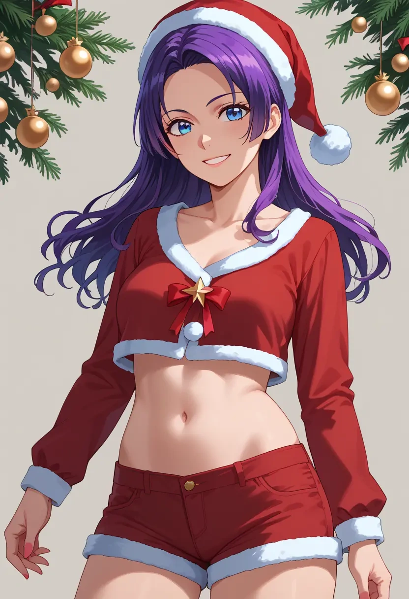 monogatari_(series),senjougahara_hitagi,Christmas,red velvet shorts  - 