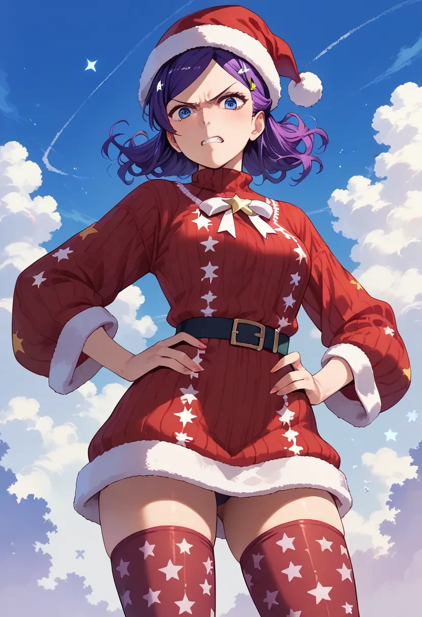 monogatari_(series),senjougahara_hitagi,Christmas,sweater dress,stockings  - 