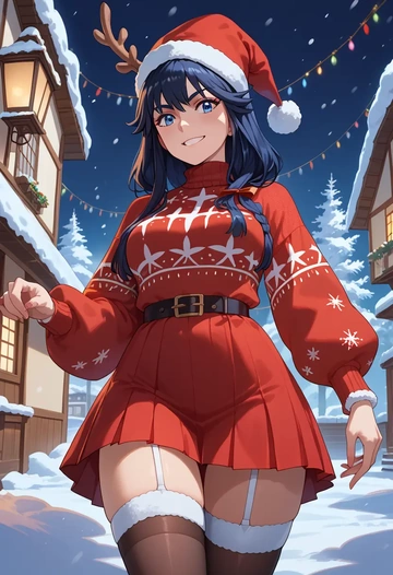 kill_la_kill,senketsu,sweater,stockings,Thigh garters  - AI generated anime art