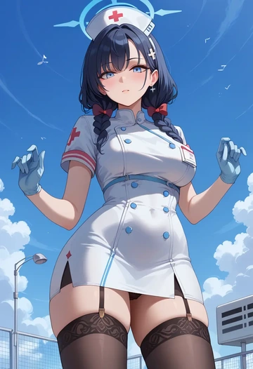 blue_archive,sensei_(blue_archive),nurse pantyhose,mini skirt, sexy  - AI generated anime art