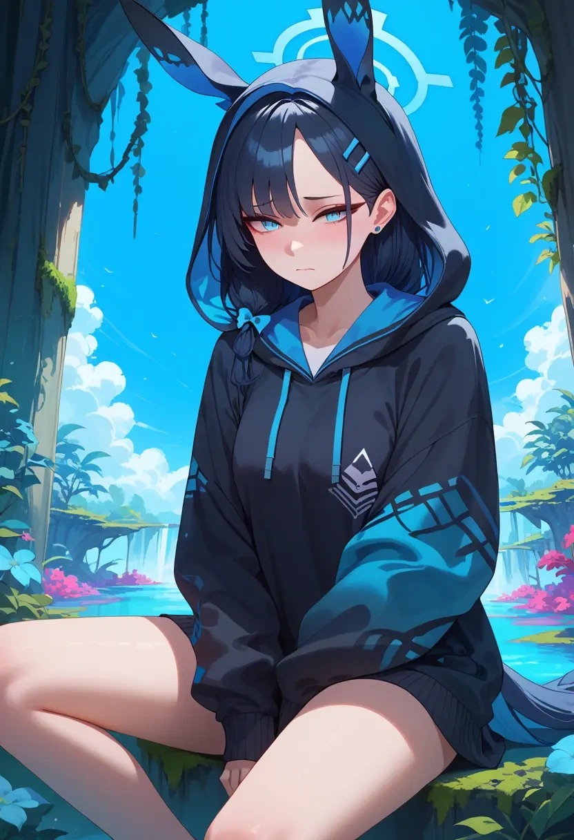 blue_archive,sensei_(blue_archive),oversized graphic hoodie,thigh-high socks,shorts  - 