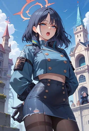 blue_archive,sensei_(blue_archive),denim jacket,cropped,leather leggings  - AI generated anime art