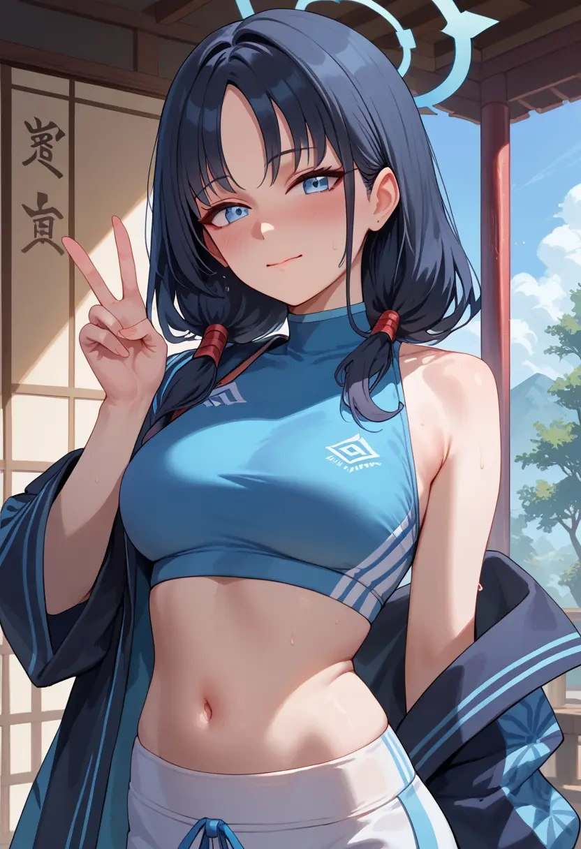 blue_archive,sensei_(blue_archive),sports crop,high-waisted shorts  - 