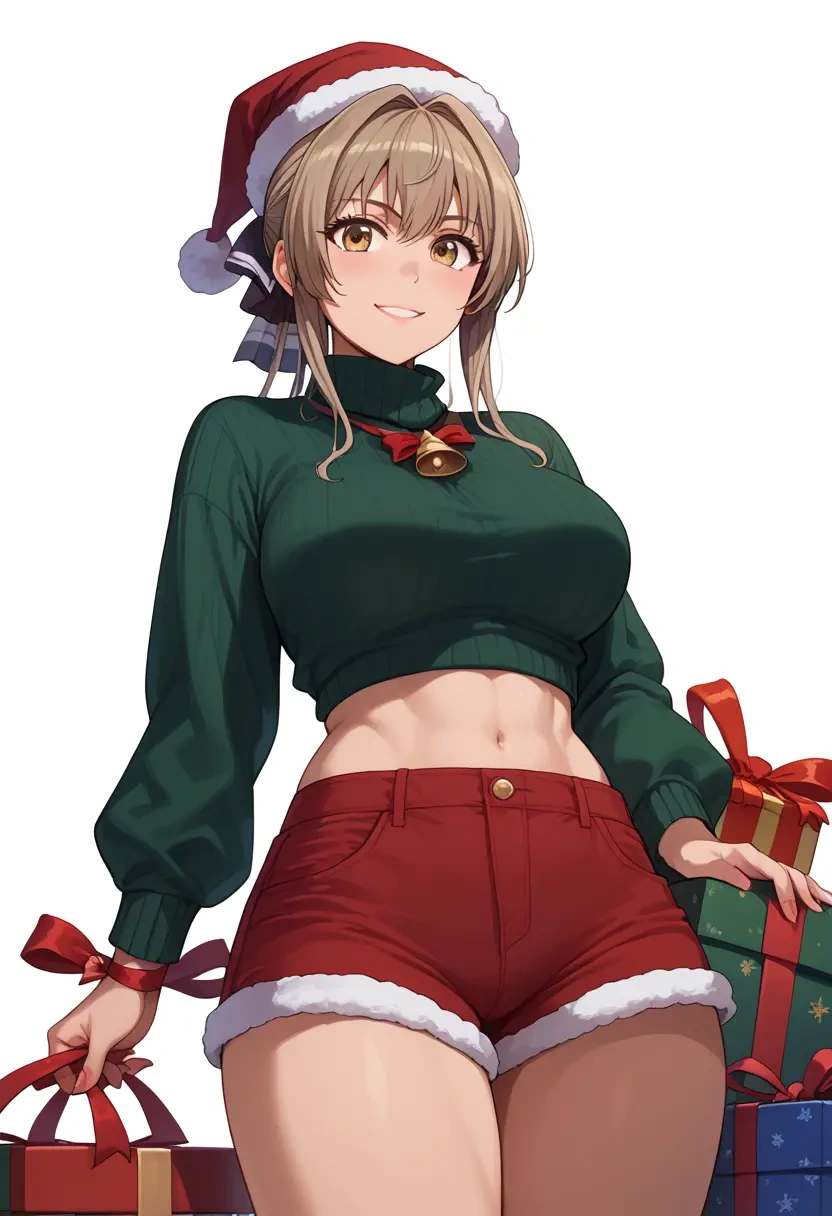 amagi_brilliant_park,sento_isuzu,Christmas,red velvet shorts,turtleneck sweater  - 