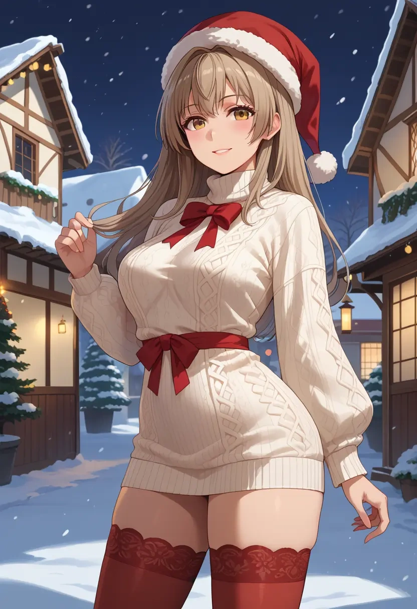 amagi_brilliant_park,sento_isuzu,Christmas,sweater dress,stockings  - 