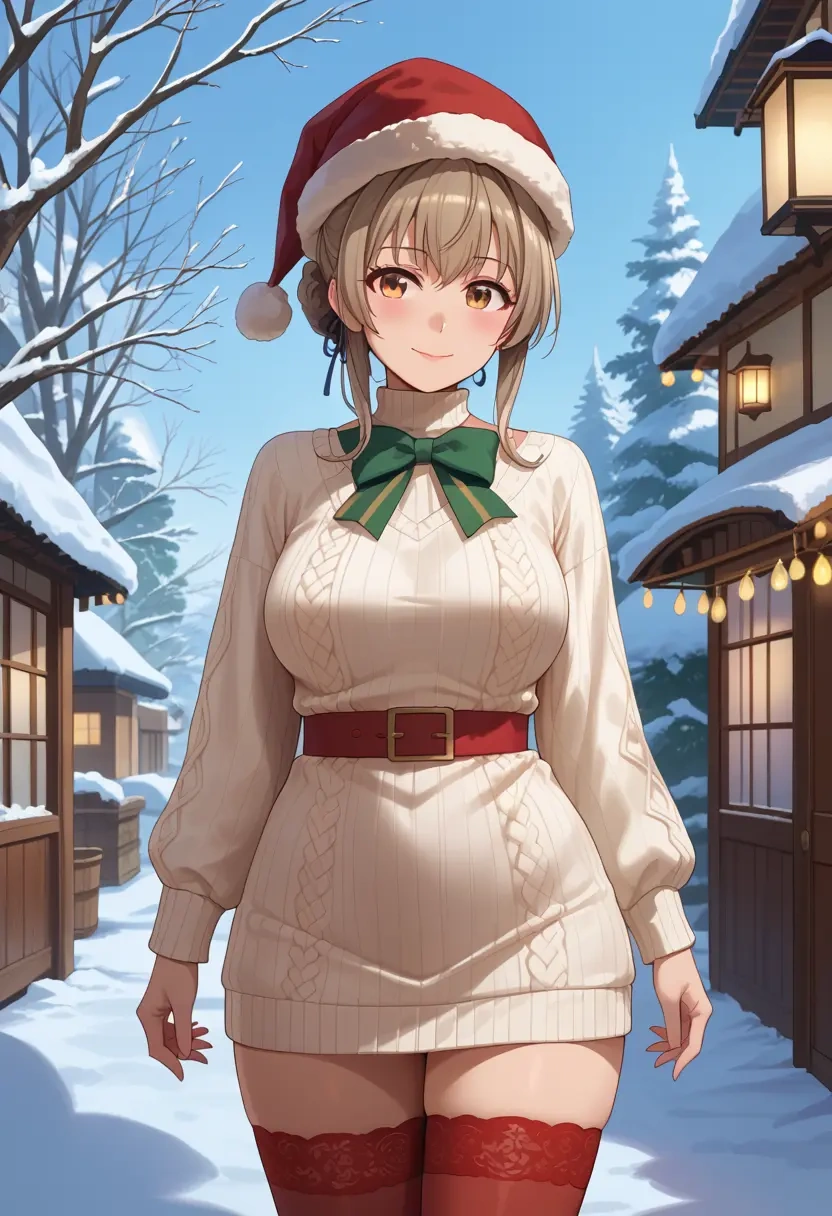 amagi_brilliant_park,sento_isuzu,Christmas,sweater dress,stockings  - 