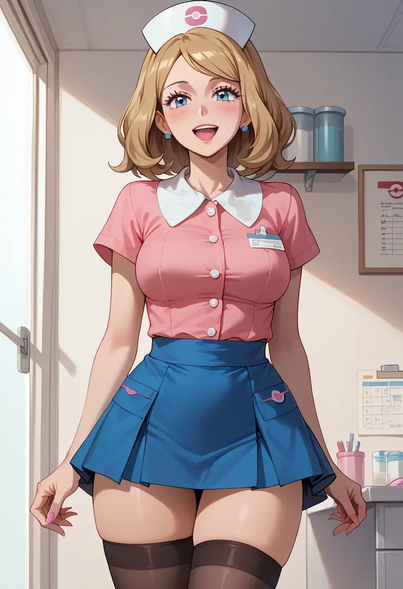 pokemon,serena_(pokemon),nurse pantyhose,mini skirt, sexy  - 