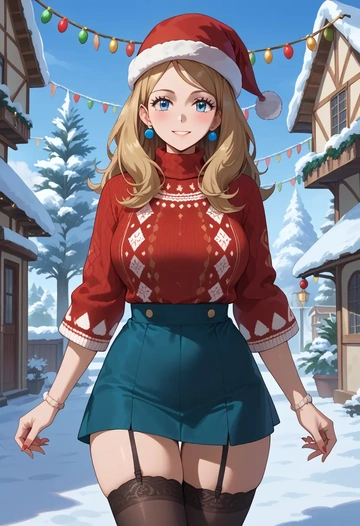 pokemon,serena_(pokemon),sweater,stockings,Thigh garters  - AI generated anime art