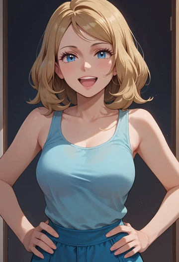 pokemon,serena_(pokemon),tank top,drawstring pants  - AI generated anime art