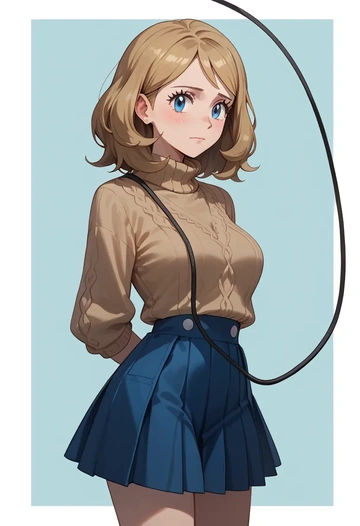 pokemon,serena_(pokemon),sweater,cropped,pleated midi skirt  - AI generated anime art