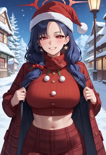 blue_archive,serika_(blue_archive),Christmas,plaid trousers  - AI generated anime art