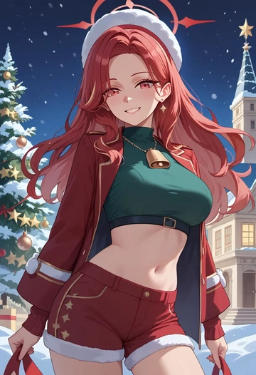 blue_archive,serika_(blue_archive),Christmas,red velvet shorts  - AI generated anime art