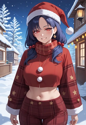 blue_archive,serika_(blue_archive),Christmas,plaid trousers  - AI generated anime art