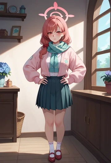 blue_archive,serika_(blue_archive),spring,student uniform,light cardigan  - AI generated anime art