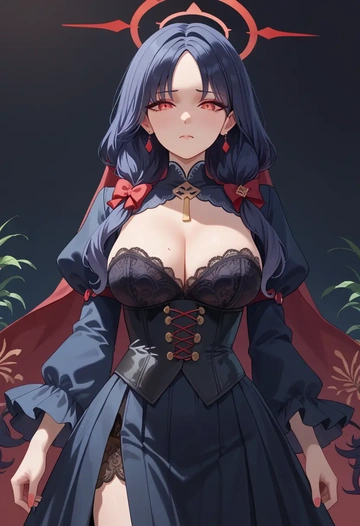 blue_archive,serika_(blue_archive),corset,bustier,long tulle skirt  - AI generated anime art