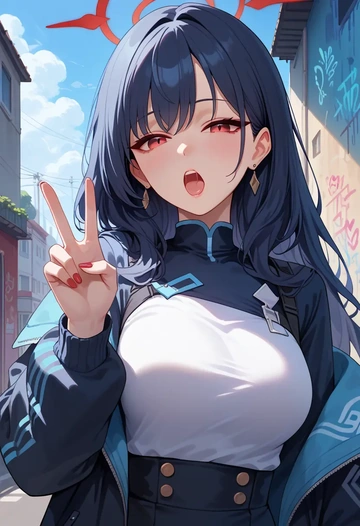 blue_archive,serika_(blue_archive),neon graffiti top,dolphin shorts  - AI generated anime art