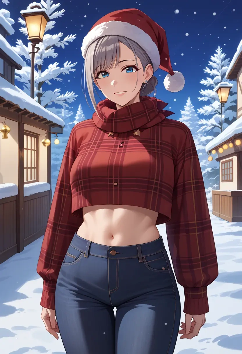 idolmaster,serizawa_asahi,Christmas,plaid trousers  - 