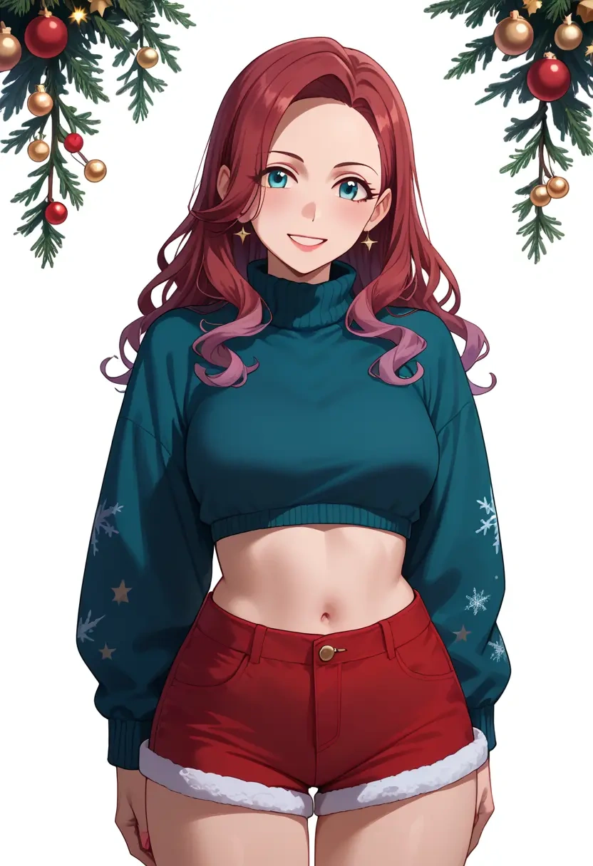 idolmaster,serizawa_asahi,Christmas,red velvet shorts  - 