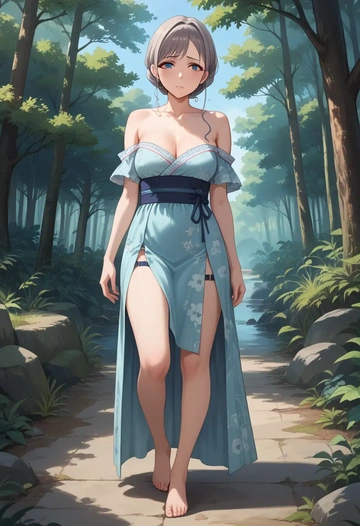 idolmaster,serizawa_asahi,silk slip dress,floral prints  - AI generated anime art