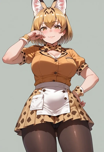 kemono_friends,serval_(kemono_friends),nurse, pantyhose,mini skirt  - AI generated anime art