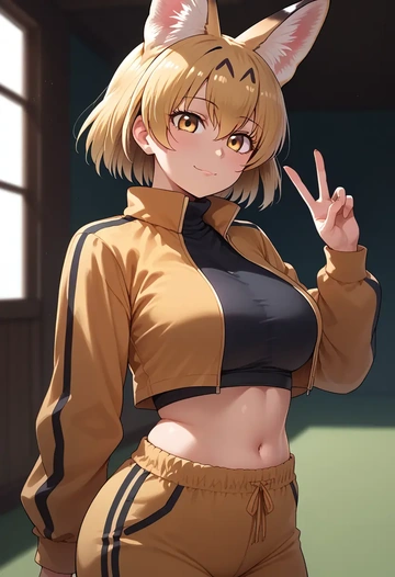 kemono_friends,serval_(kemono_friends),athletic,track suit  - AI generated anime art