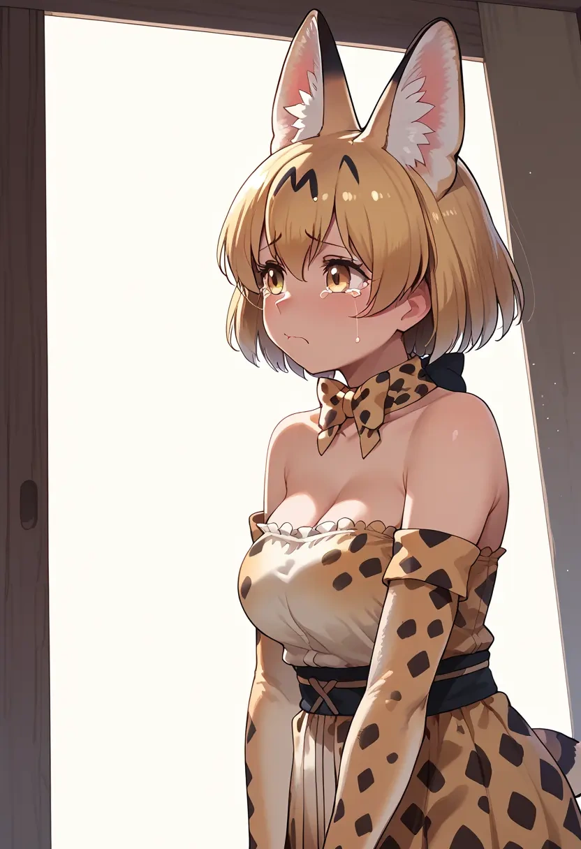 kemono_friends,serval_(kemono_friends),tube top,jogger shorts  - 