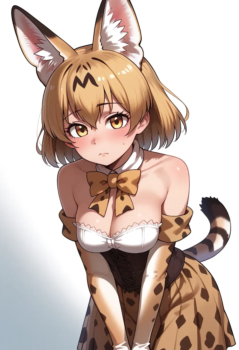 kemono_friends,serval_(kemono_friends),corset,bustier,long tulle skirt  - 