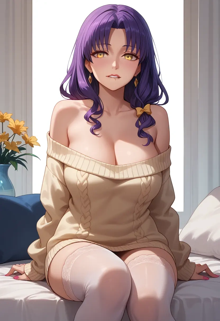 fate_(series),sessyoin_kiara,off-shoulder,sweater  - 