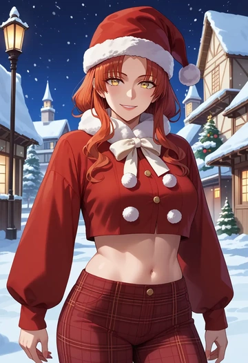 fate_(series),sessyoin_kiara,Christmas,plaid trousers  - AI generated anime art