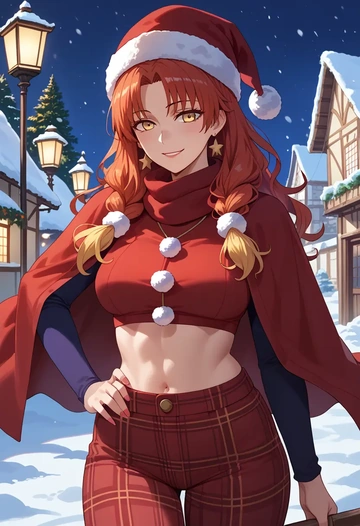 fate_(series),sessyoin_kiara,Christmas,plaid trousers  - AI generated anime art