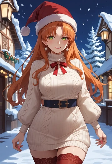 fate_(series),sessyoin_kiara,Christmas,sweater dress,stockings  - AI generated anime art