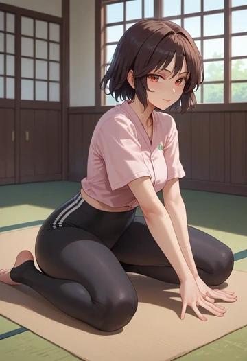 touhou,shameimaru_aya,leggings,yoga  - AI generated anime art