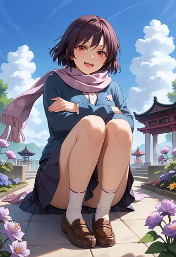 touhou,shameimaru_aya,spring,student uniform,cardigan  - AI generated anime art