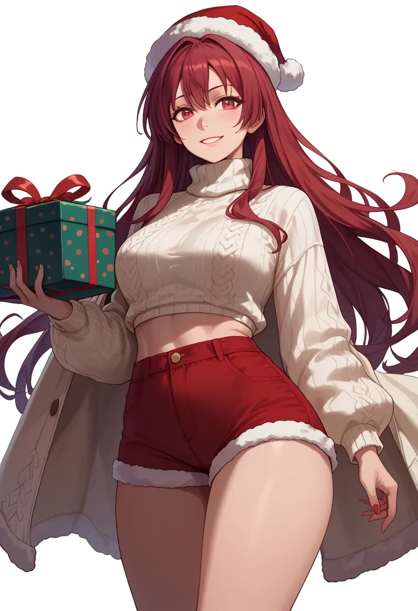 shakugan_no_shana,shana,Christmas,red velvet shorts,turtleneck sweater  - 