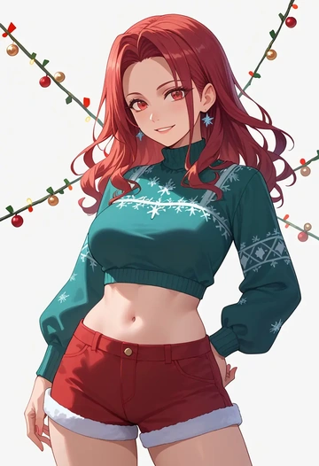 shakugan_no_shana,shana,Christmas,red velvet shorts  - AI generated anime art