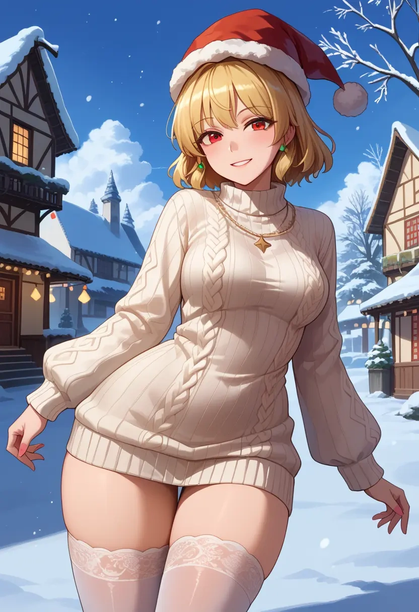 touhou,shanghai_doll,Christmas,sweater dress,stockings  - 